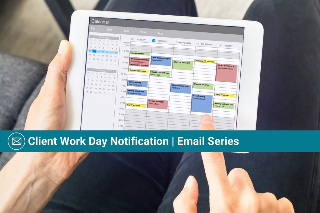 The Savvy Bookkeeper | Client Work Day Notification | Email Template